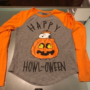❤️Girls baseball tee size L 10-12 snoopy Halloween
